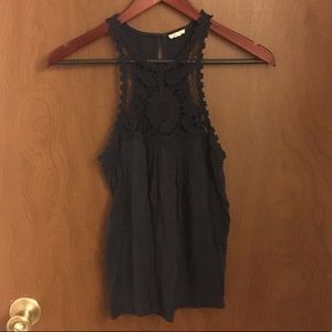 Hollister Navy Crochet Tank